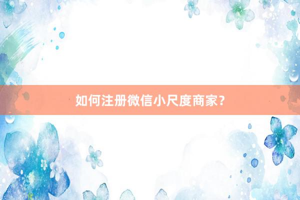 如何注册微信小尺度商家？