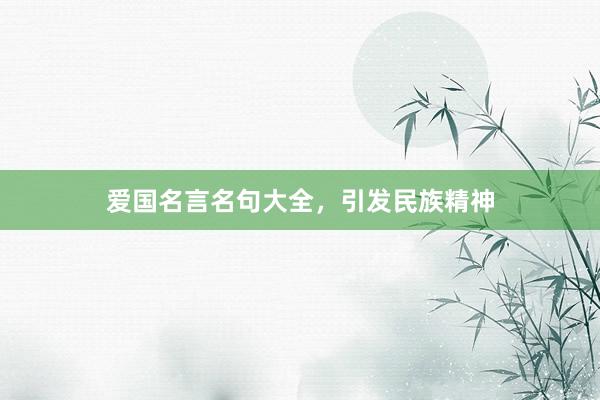 爱国名言名句大全，引发民族精神